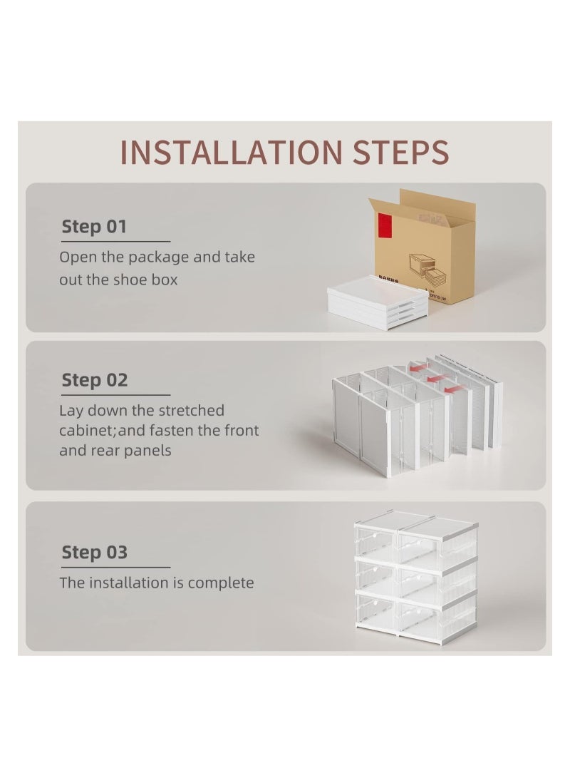 Cool Baby Plastic Storage Bins with Lids - Shoe Storage Shoe Organizer Collapsible Storage bins Stackable Storage Totes Storage Container for Organizing Foldable Storage Bins (3 Layers) - Image 3