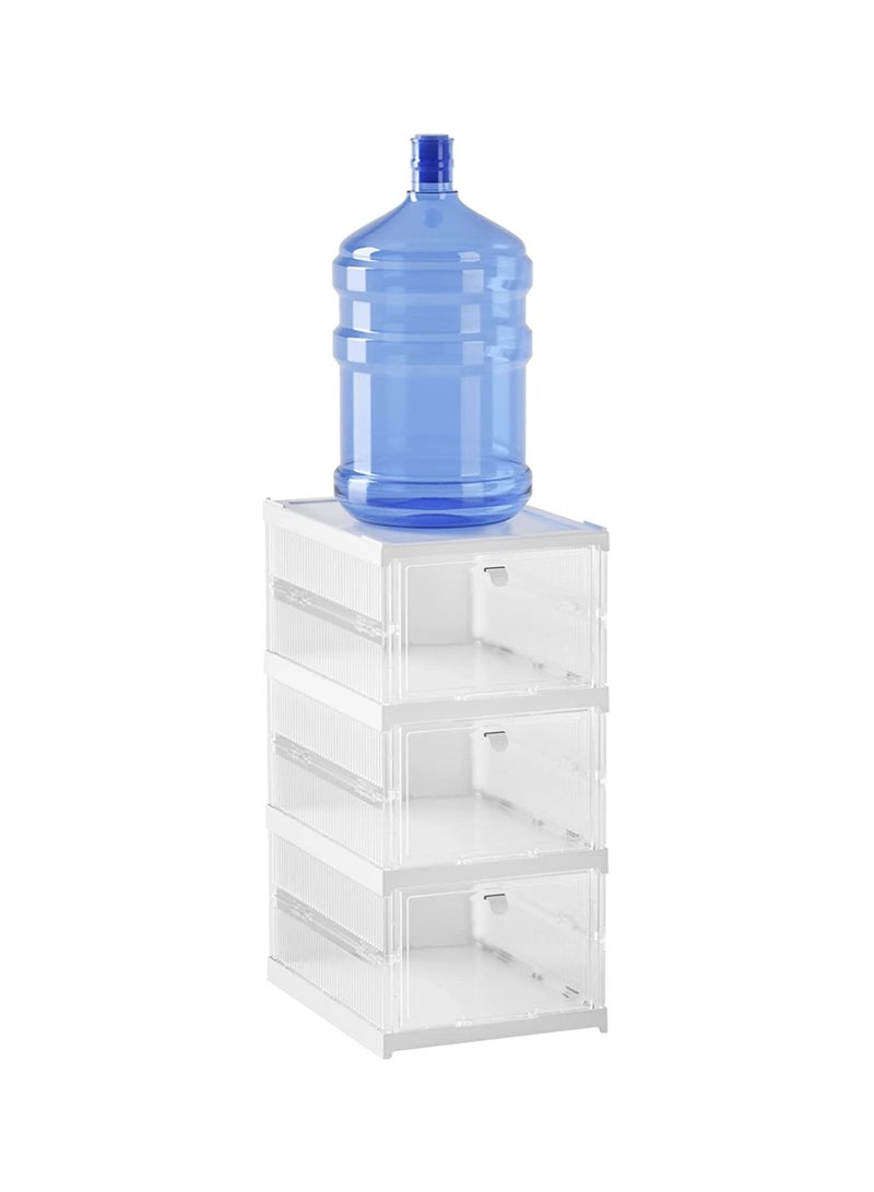 Cool Baby Plastic Storage Bins with Lids - Shoe Storage Shoe Organizer Collapsible Storage bins Stackable Storage Totes Storage Container for Organizing Foldable Storage Bins (3 Layers) - Image 5