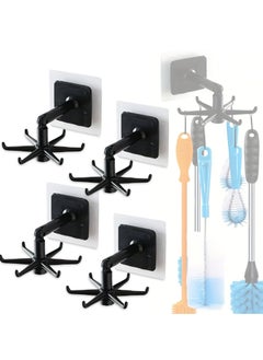 GNAFOTU 360° Rotating Folding Hook, Multi-Purpose Self-Adhesive Utensil Holder with 6 Hooks for Kitchen & Bathroom, 180° Vertical Flip Utensil Rack for Space-Saving Storage  - Image 1