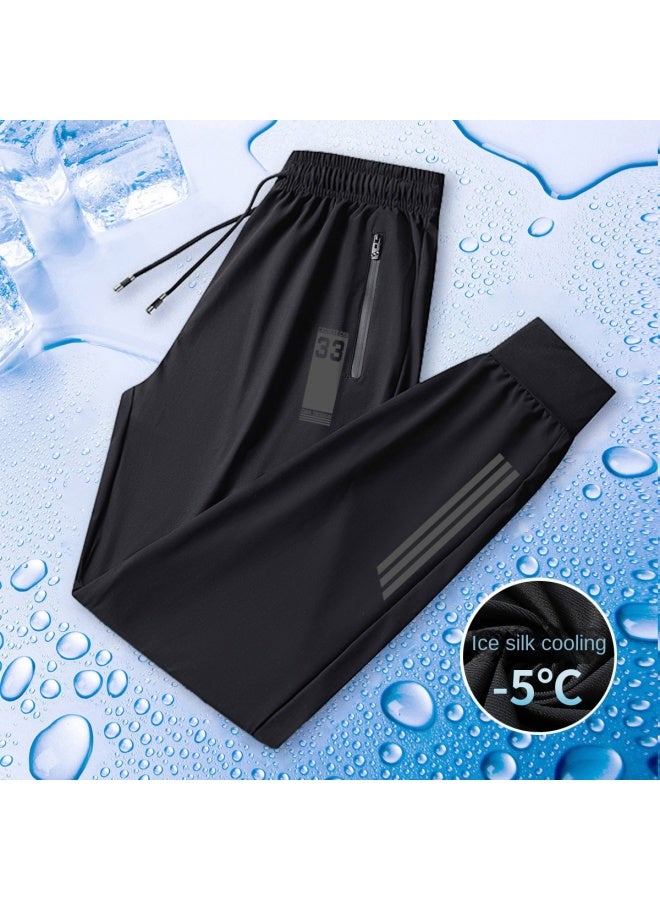 Ice Silk Fabric Men's Sports Pants, Summer Thin Breathable Running Trousers, Korean Style Versatile Casual Joggers - Image 2