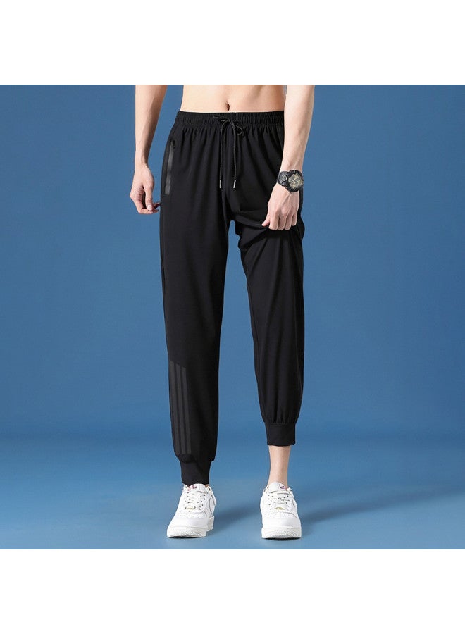 Ice Silk Fabric Men's Sports Pants, Summer Thin Breathable Running Trousers, Korean Style Versatile Casual Joggers - Image 5