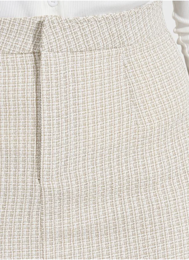 Styli Tweed Mini Skirt with Zip Closure