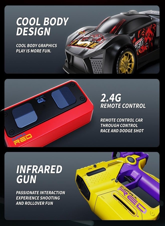 EXOMOON 2-Player Infrared Battle RC Car Toy with Dual Remotes | Shoot & Knock-Down Action Game | Time-Bound Dodge & Shoot Knock-Down Game | Interactive Racing & Target Toy for Kids (RED) - Image 4