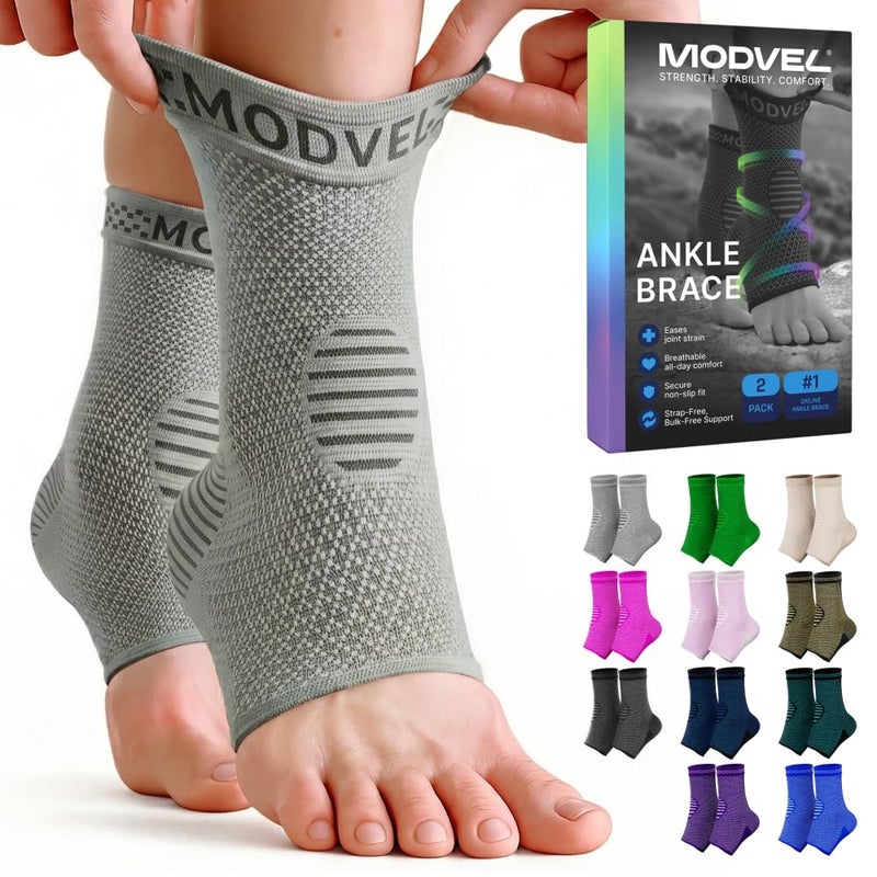 Modvel Foot & Ankle Brace Socks for Sprained Ankle Compression Sleeve - Plantar Fasciitis Relief Brace, Foot Support for pain Women & Men - Tendonitis & Arthritis Feet Sleeve, Stabilizing Ankles Wrap - Image 1