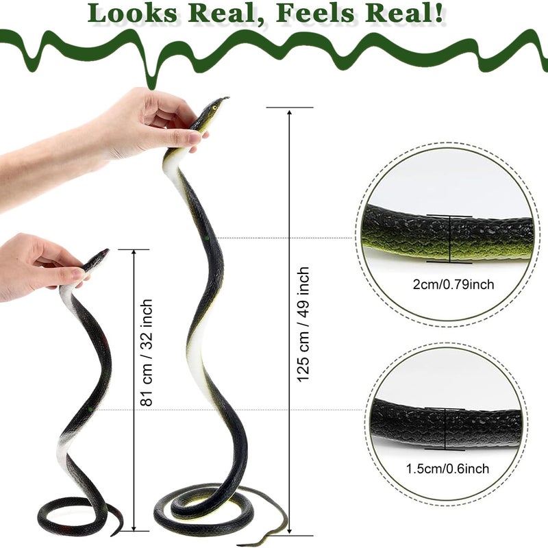 ADULLPONY Rubber Realistic Prank Fake Snake: Scare Birds Squirrels Away Keep Deterrence for Garden Lifelike Large Plastic Black Snake Props 6 PCS for Outside Halloween Decorations - Image 3