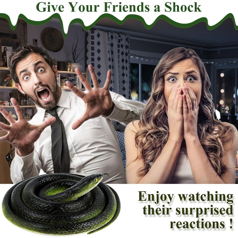 ADULLPONY Rubber Realistic Prank Fake Snake: Scare Birds Squirrels Away Keep Deterrence for Garden Lifelike Large Plastic Black Snake Props 6 PCS for Outside Halloween Decorations - Image 5