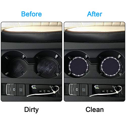 Wisdompro Bling Car Coasters, Wisdompro 4 Pack PVC Car Cup Holder Insert Coaster - Anti Slip Universal Vehicle Interior Accessories Crystal Glitter Cup Mats for Women and Men(2.75" Diameter, Black) - Image 4