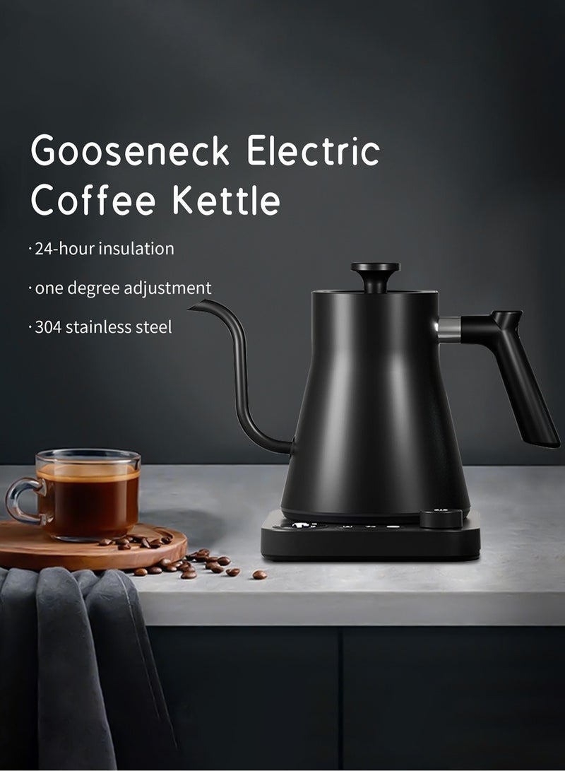 Brutelle Gooseneck Kettle V60 Coffee Kettle 900ML 1200W Power Knob Temperature Adjustment with Digital Display Temperature Automatic Insulation Stainless Steel Material Suitable for Home and Office - Image 2