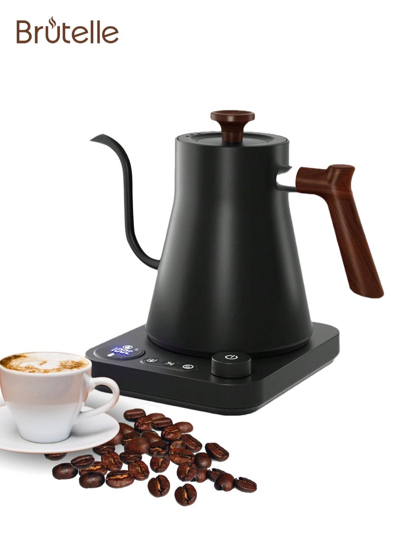 Brutelle Gooseneck Kettle V60 Coffee Kettle 900ML 1200W Power Knob Temperature Adjustment with Digital Display Temperature Automatic Insulation Stainless Steel Material Suitable for Home and Office - Image 1