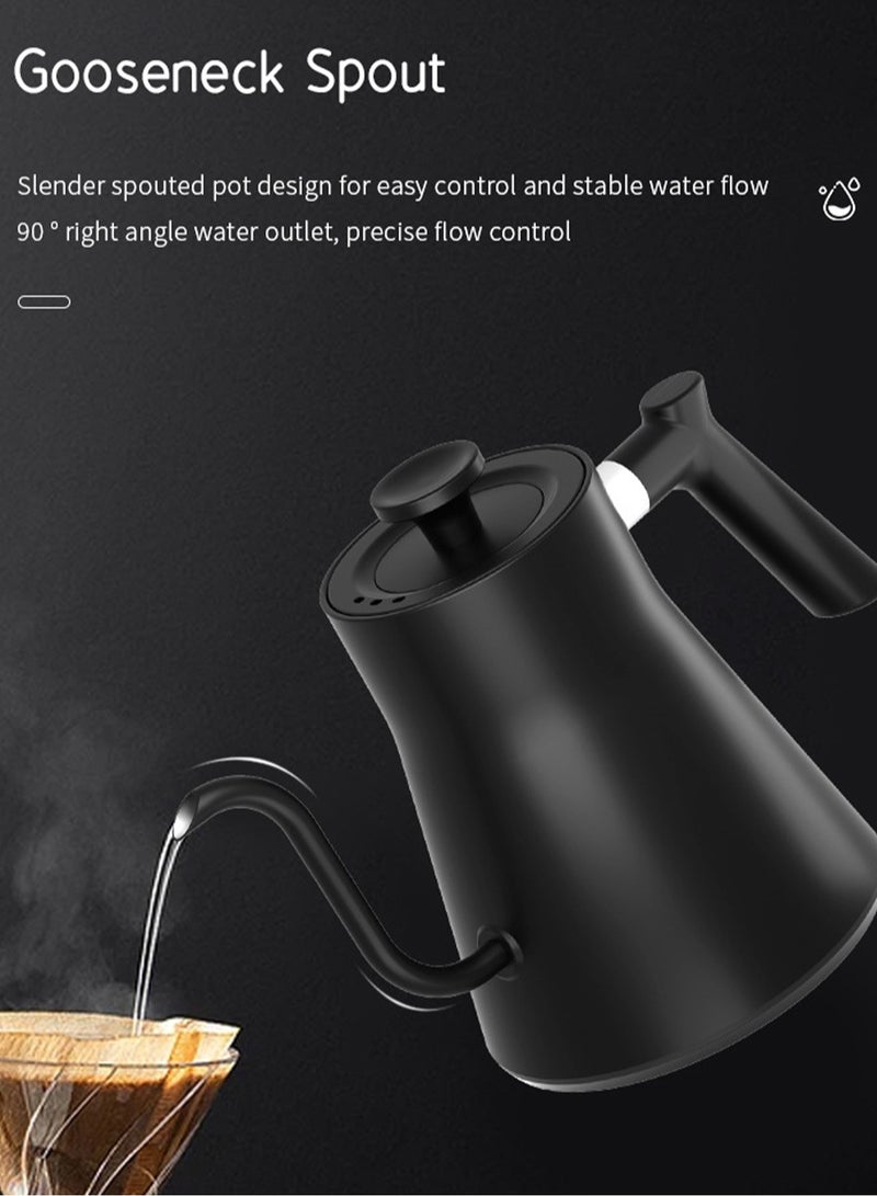 Brutelle Gooseneck Kettle V60 Coffee Kettle 900ML 1200W Power Knob Temperature Adjustment with Digital Display Temperature Automatic Insulation Stainless Steel Material Suitable for Home and Office - Image 4