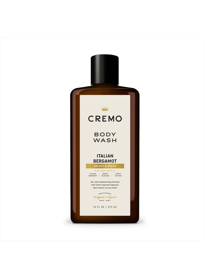 cremo Rich-Lathering Italian Bergamot Body Wash for Men, Notes of Italian Bergamot, Neroli Blossom, and Fresh Vetiver, 16 Fl Oz - Image 1