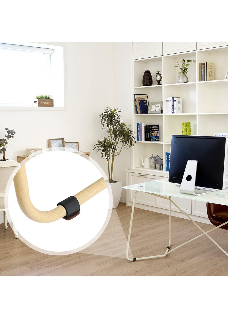 Barakah 24 Pcs Felt Furniture Pads with Velcro and Loop Fasteners Anti Scratch Floor Protectors Protect Floors No Scratches No Noise Wrap Easy to Install for Home Desk Chair Sofa Leg Black - Image 3