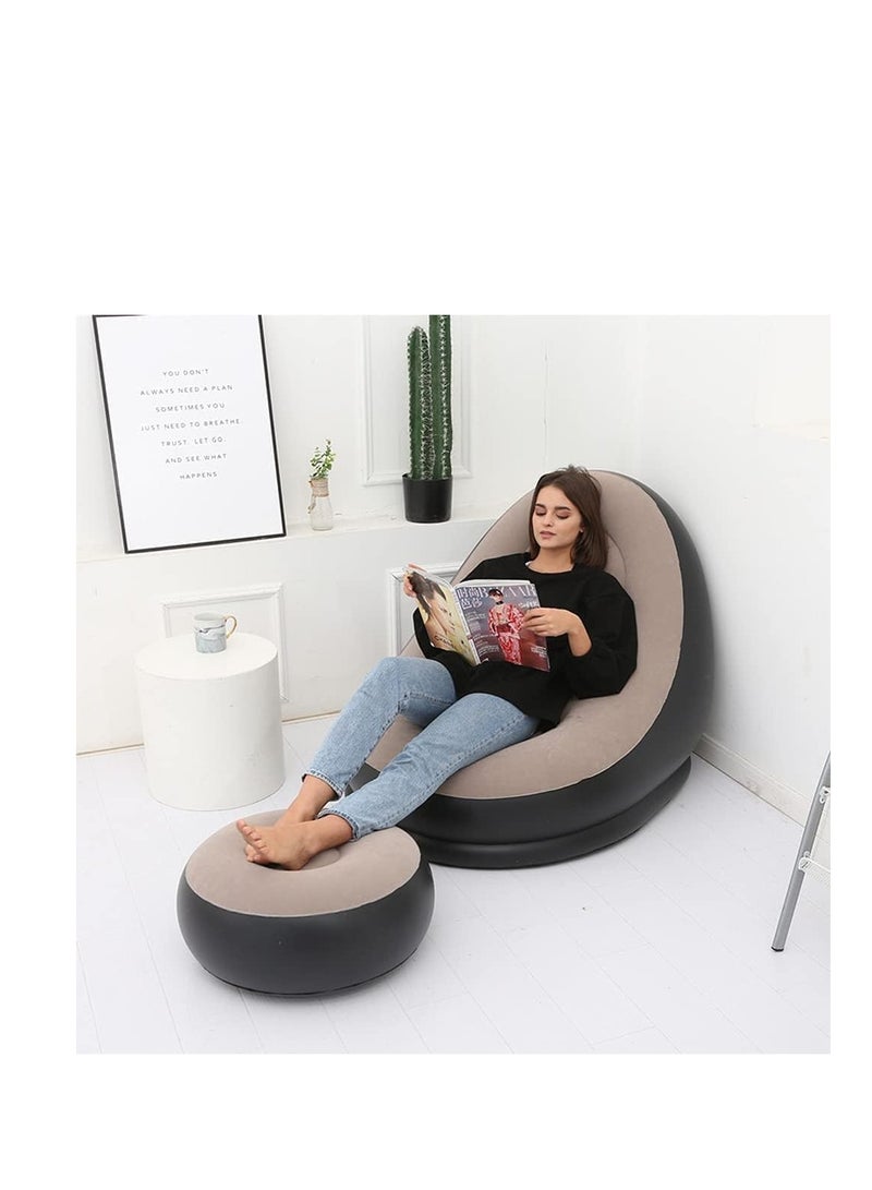Inflatable Lounge Chair, Portable Folding with Footrest for Indoor Living Room Bedroom Office Balcony Outdoor Travel - Image 2