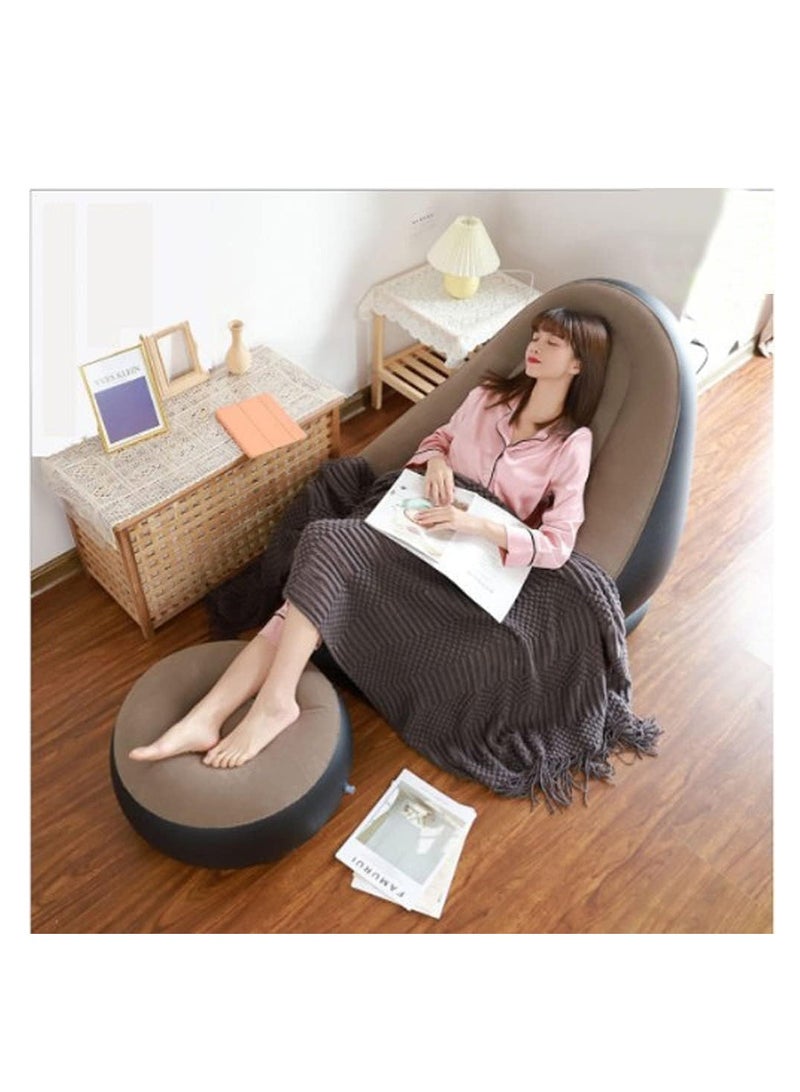 Inflatable Lounge Chair, Portable Folding with Footrest for Indoor Living Room Bedroom Office Balcony Outdoor Travel - Image 3