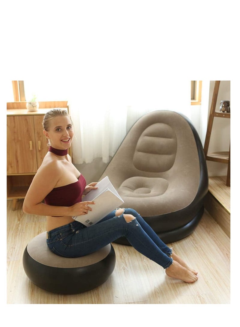 Inflatable Lounge Chair, Portable Folding with Footrest for Indoor Living Room Bedroom Office Balcony Outdoor Travel - Image 4