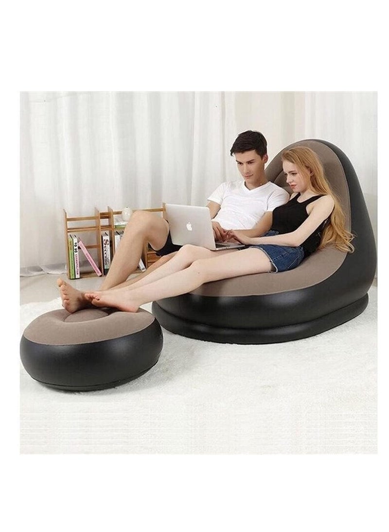 Inflatable Lounge Chair, Portable Folding with Footrest for Indoor Living Room Bedroom Office Balcony Outdoor Travel - Image 5