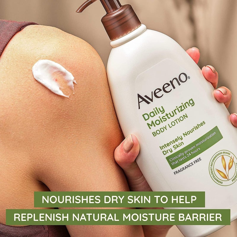 Aveeno لوشن الجسم المرطب اليومي من أفينو مع الشوفان المهدئ ومرطبات غنية، خالي من العطور، 18 أونصة سائلة - Image 4