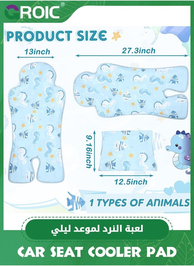 جرويك Baby Gel Car Seat Cooler Pad, Cooling Breathable Ice Mat, Stroller Chair Liners Cushion for Dining Safety (Blue)  - Image 2