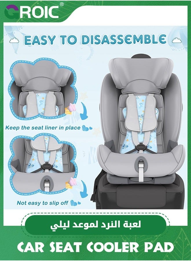 جرويك Baby Gel Car Seat Cooler Pad, Cooling Breathable Ice Mat, Stroller Chair Liners Cushion for Dining Safety (Blue)  - Image 3