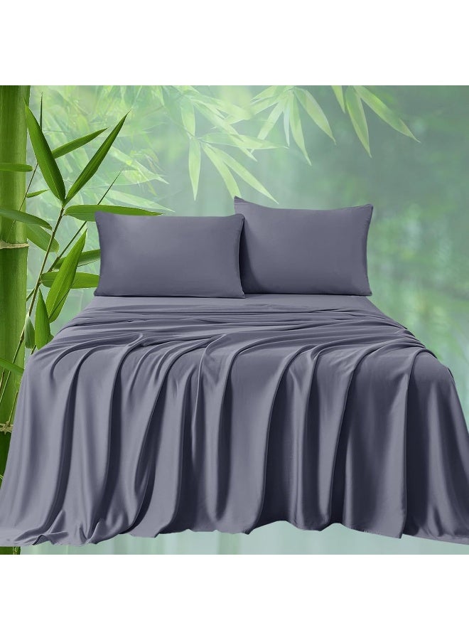 HCORA 100% Viscose Derived from Bamboo Sheets Queen Size - 4-Piece Premium 400 Thread Count Cooling Sheets for Hot Sleepers - 16 Inch Deep Pocket Bamboo Bed Sheets, Breathable, Silky, Soft - Image 1