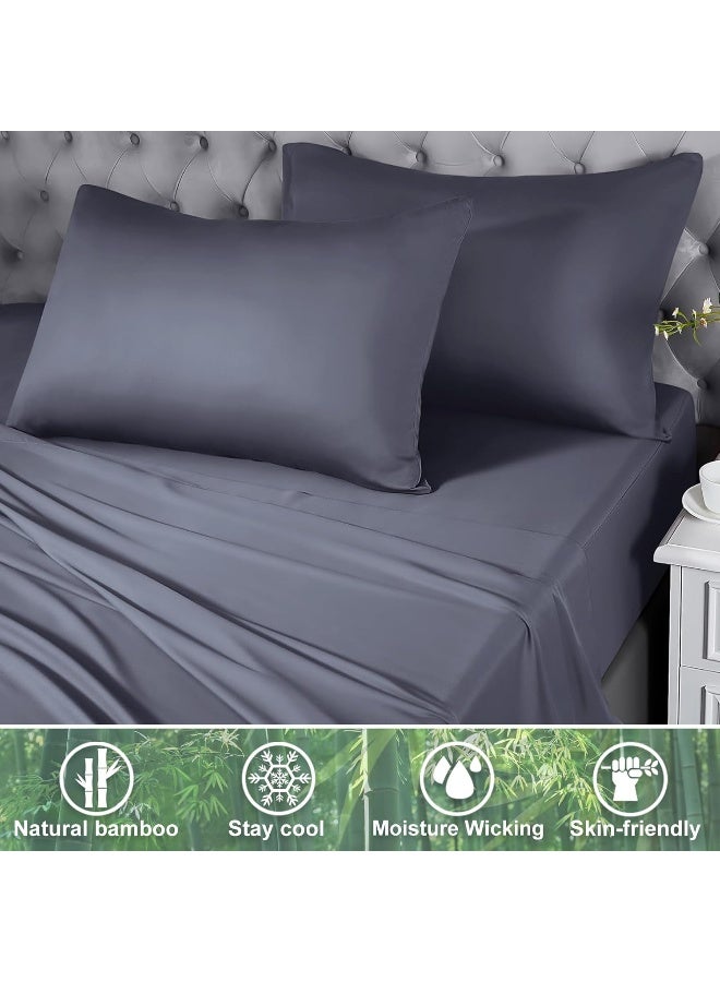 HCORA 100% Viscose Derived from Bamboo Sheets Queen Size - 4-Piece Premium 400 Thread Count Cooling Sheets for Hot Sleepers - 16 Inch Deep Pocket Bamboo Bed Sheets, Breathable, Silky, Soft - Image 4