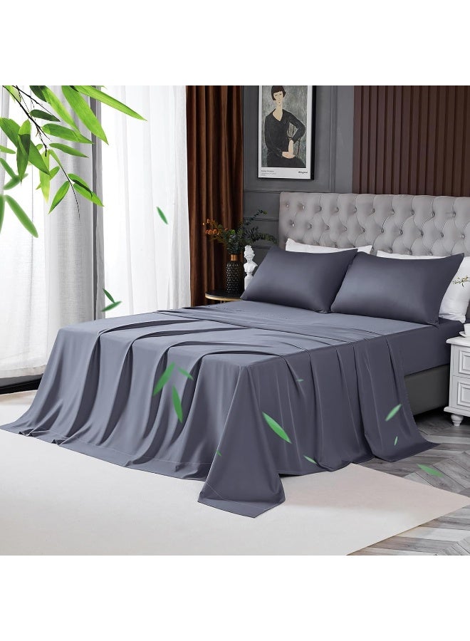 HCORA 100% Viscose Derived from Bamboo Sheets Queen Size - 4-Piece Premium 400 Thread Count Cooling Sheets for Hot Sleepers - 16 Inch Deep Pocket Bamboo Bed Sheets, Breathable, Silky, Soft - Image 2