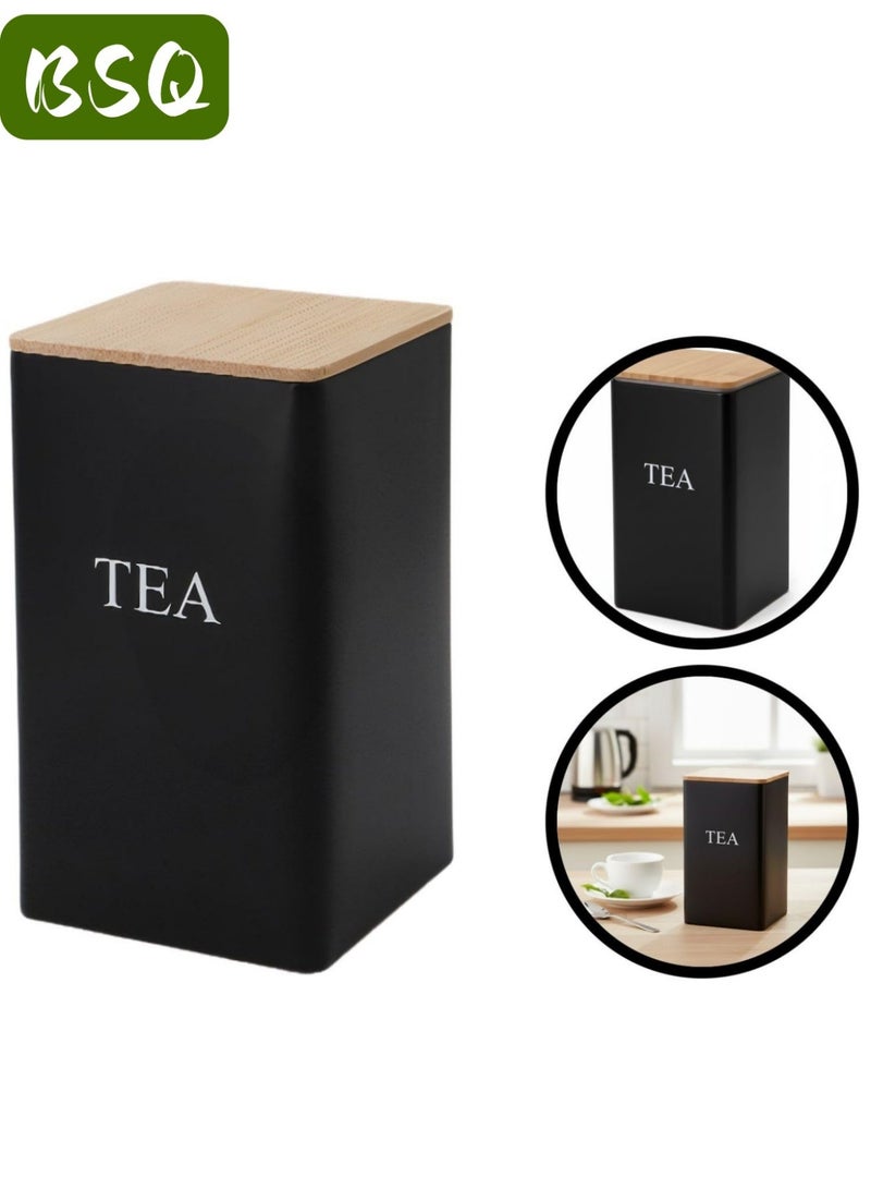 BSQ Wooden tea storage jar | Sealed metal jar, suitable for storing coffee | tea | sugar, etc. - Image 5