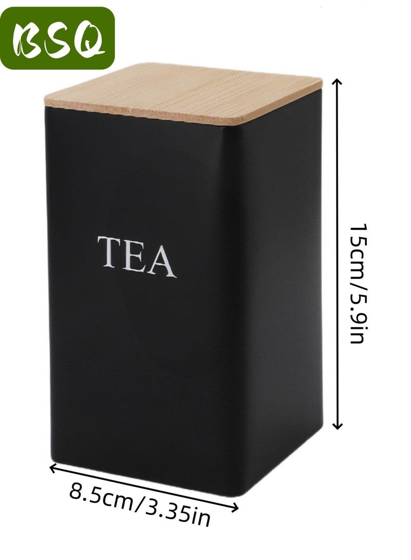 BSQ Airtight Tea Storage Canister | Natural Wood Lid | Tinplate Tea Tin | Moisture-Proof & Light-Blocking Tea Storage Container for Kitchen Countertops - Image 2