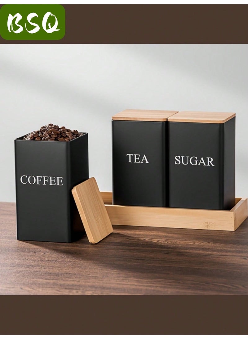 BSQ Airtight Tin Tea Storage Canister with Natural Wood Lid, Moisture Proof Light Blocking Tea Container for Home Kitchen Countertop - Image 5
