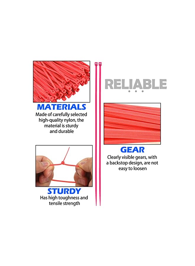 EKIND Cable Zip Ties, 100 Pack 8 Inch Self Locking UV Resistant Nylon Plastic Wire Ties Perfect for Electric Cables/Connecter Plants, Home, Office, Garage, Indoor and Outdoor (Red) - Image 2