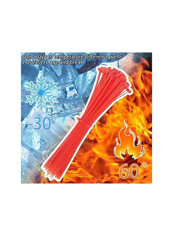 EKIND Cable Zip Ties, 100 Pack 8 Inch Self Locking UV Resistant Nylon Plastic Wire Ties Perfect for Electric Cables/Connecter Plants, Home, Office, Garage, Indoor and Outdoor (Red) - Image 4