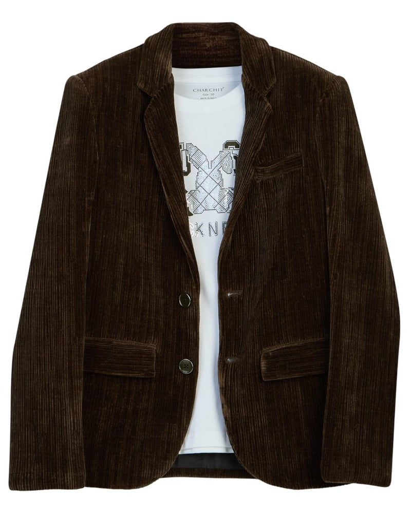CHARCHIT Boys Regular Fit Solid Blazer and T-Shirt - Image 1