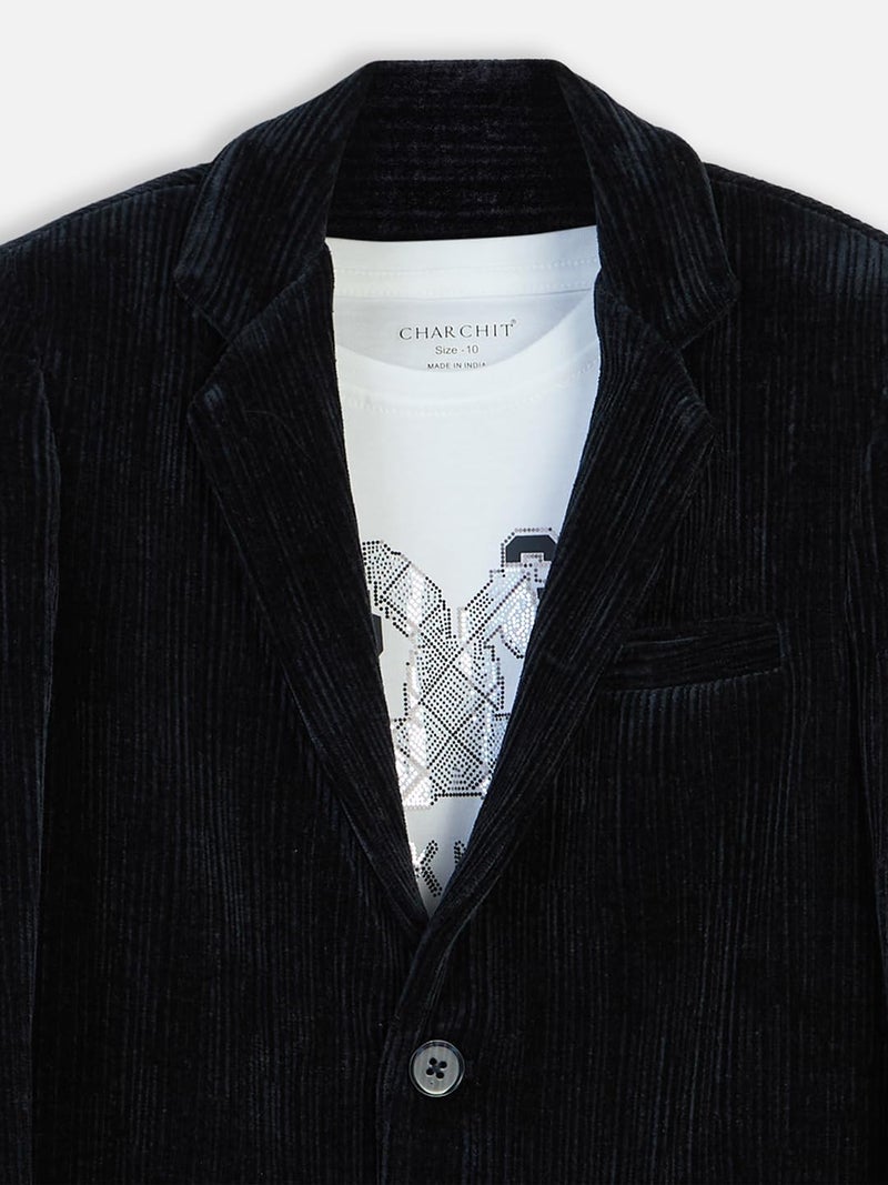 CHARCHIT Boys Regular Fit Solid Blazer and T-Shirt - Image 4