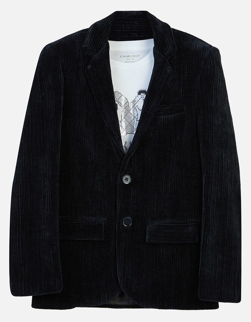 CHARCHIT Boys Regular Fit Solid Blazer and T-Shirt - Image 2