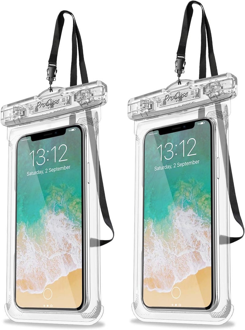 Procase 2 Pack Waterproof Phone Pouch, Underwater Phone Case Up to 7", Dry Bag for iPhone 17 Air 16 15 14 13 Pro Plus Max, Galaxy S24 S23 S22 Ultra Pixel, Beach Essentials -Clear - Image 1