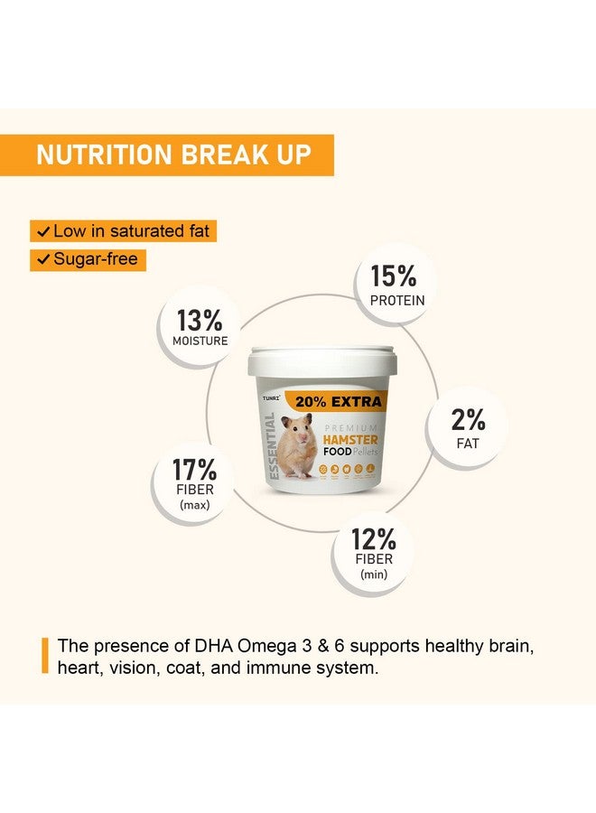Tunai Hamster Food |500g+20% Extra| Fortified with DHA Omega 3&6 and Vitamins, Cane Molasses, Sun Curated Alfalfa Meal, Flax Seeds and Ground Rice, Oats - Image 3