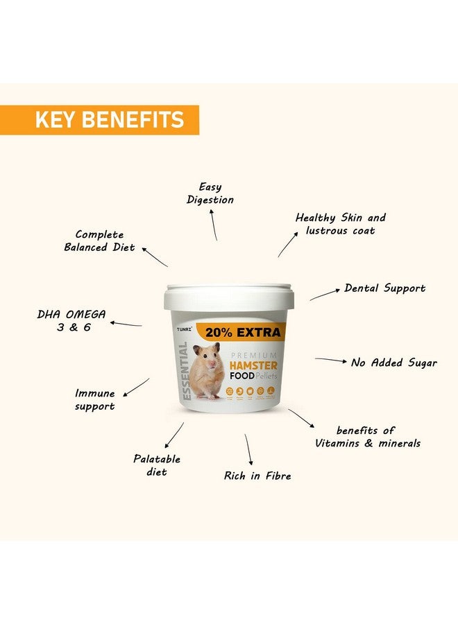 Tunai Hamster Food |500g+20% Extra| Fortified with DHA Omega 3&6 and Vitamins, Cane Molasses, Sun Curated Alfalfa Meal, Flax Seeds and Ground Rice, Oats - Image 2