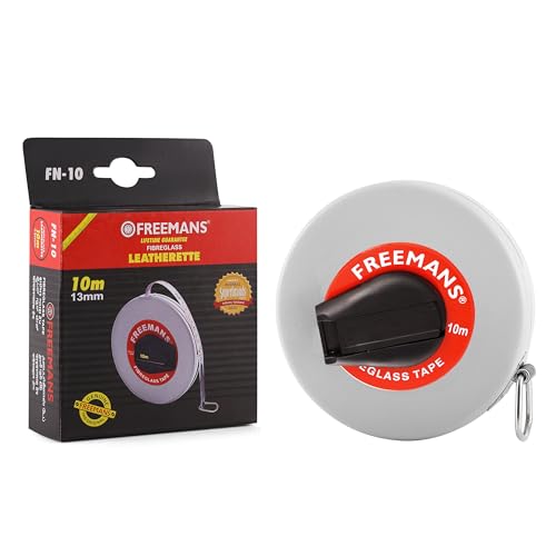 FREEMANS Leatherette 10m:13mm Fibreglass Measuring Tape - 10m/32ft || Case Reinforced with Stainless Steel Band || Durable Winding Mechanism Handle and Stainless Steel Mouth with End Hook - Image 2