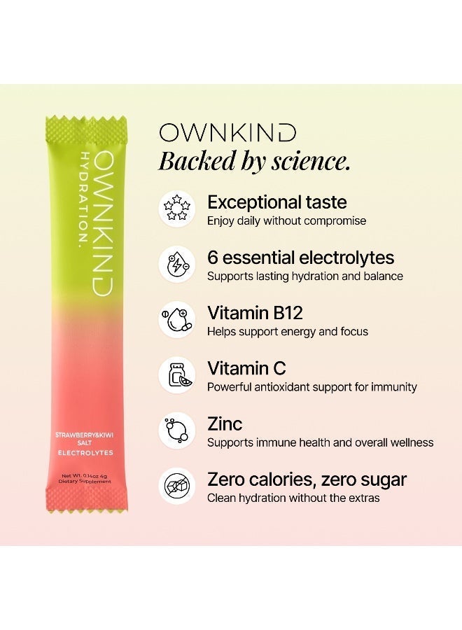 OWNKIND Electrolytes Powder Sachets - Strawberry & Kiwi | Zero Sugar, All 6 Electrolytes, Hydration Multiplier w/Essential Minerals, Vitamins, Immune & Metabolic Functions. Vegan, Sugar & Gluten Free - Image 2