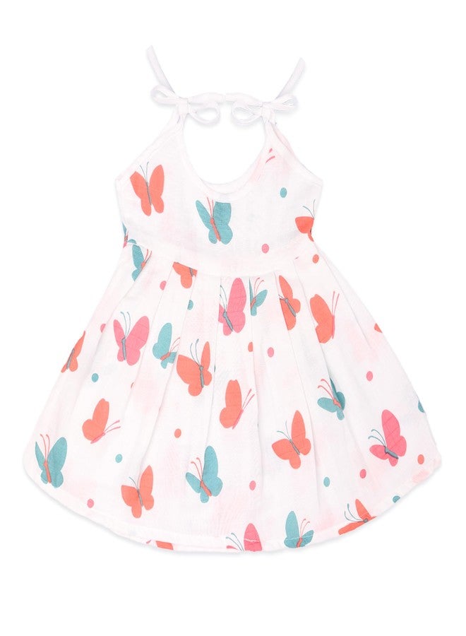 Kidbea 100% Muslin cloth frock for baby girls | Soft Mulmul Cotton Frock | Summer wear Frock | Comfortable Baby Products | Sleeveless Vest | New Born Baby | 3 to 6 Months Combo of 2 - Image 2