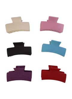 Square Hair Clips for Women and Girls, 9cm Medium Non-Slip Hair Clips, Matte Rectangular Hair Clips, Jumbo Strong Hair Styling Accessories, Pack of 6 Random Color