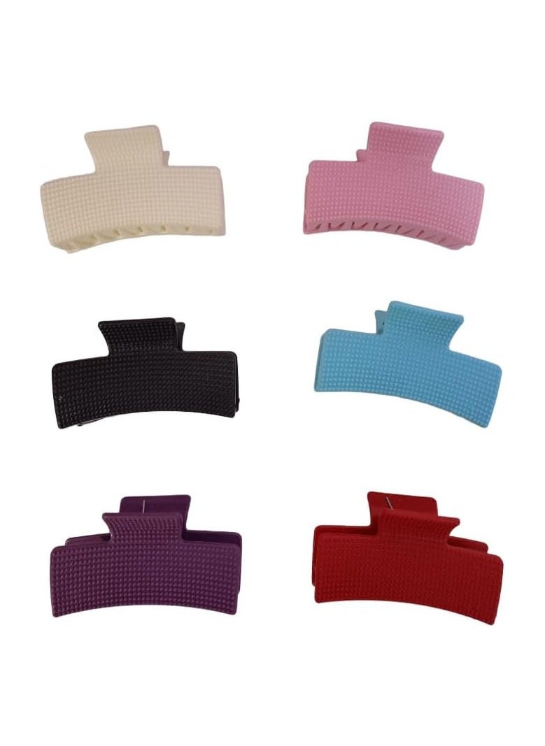 Generic - Square Hair Clips for Women and Girls, 9cm Medium Non-Slip Hair Clips, Matte Rectangular Hair Clips, Jumbo Strong Hair Styling Accessories, Pack of 6 Random Color - Image 1