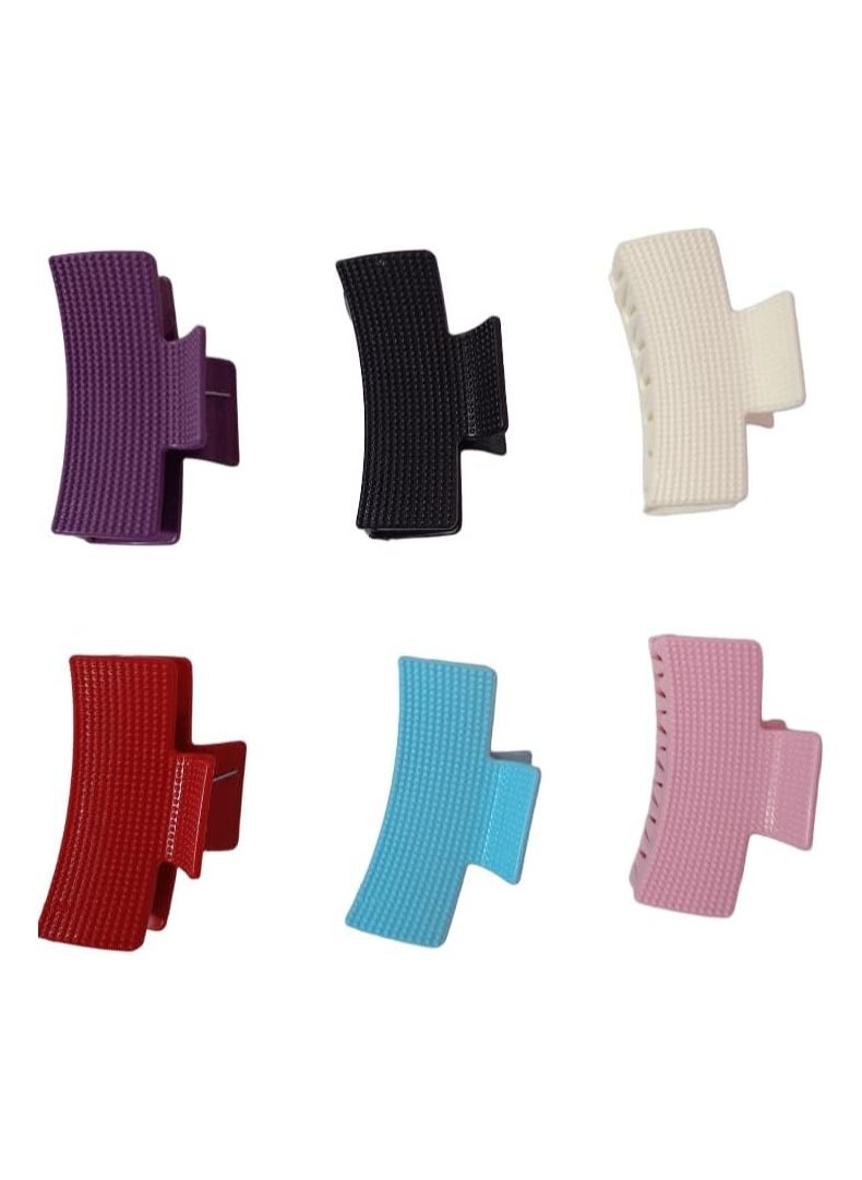 Generic - Square Hair Clips for Women and Girls, 9cm Medium Non-Slip Hair Clips, Matte Rectangular Hair Clips, Jumbo Strong Hair Styling Accessories, Pack of 6 Random Color - Image 1