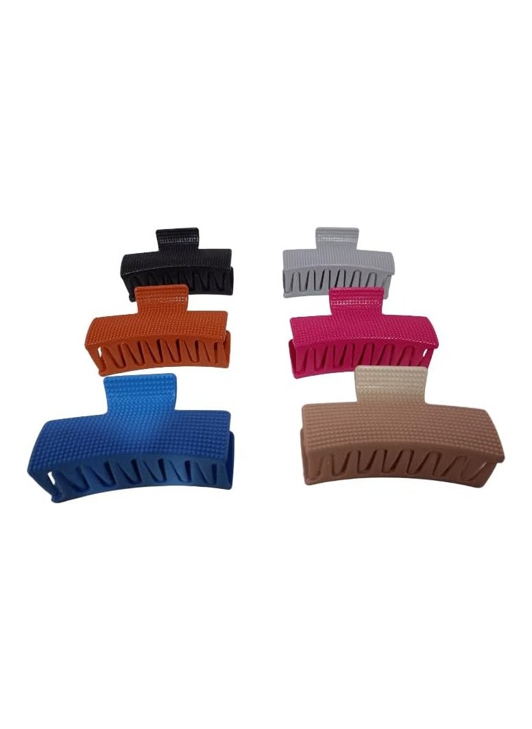 Generic - Square Hair Clips for Women and Girls, 9cm Medium Non-Slip Hair Clips, Matte Rectangular Hair Clips, Jumbo Strong Hair Styling Accessories, Pack of 6 Random Color - Image 1