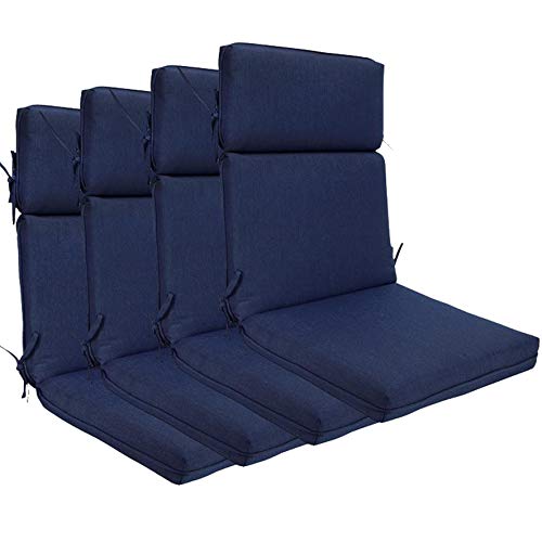 BOSSIMA Indoor Outdoor High Back Chair Cushions Replacement Patio Chair Seat Cushions Set of 4 Olefin Navy Blue