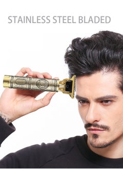 Generic T9 USB Hair Trimmer Baldheaded Cutter Beard Shaving Carving Tool Golden/Black Cutting Machine  - Image 5