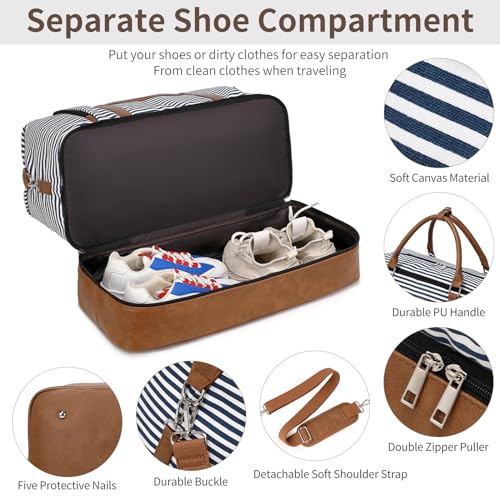 Stuery Weekender Bags for Women Overnight Bag with Shoe Compartment and Toiletry Bags Large Travel Duffel Bag Carry On Shoulder Tote with Trolley Sleeve 21" for Weekend Traveling Business Hospital Trip, Gym - Image 5