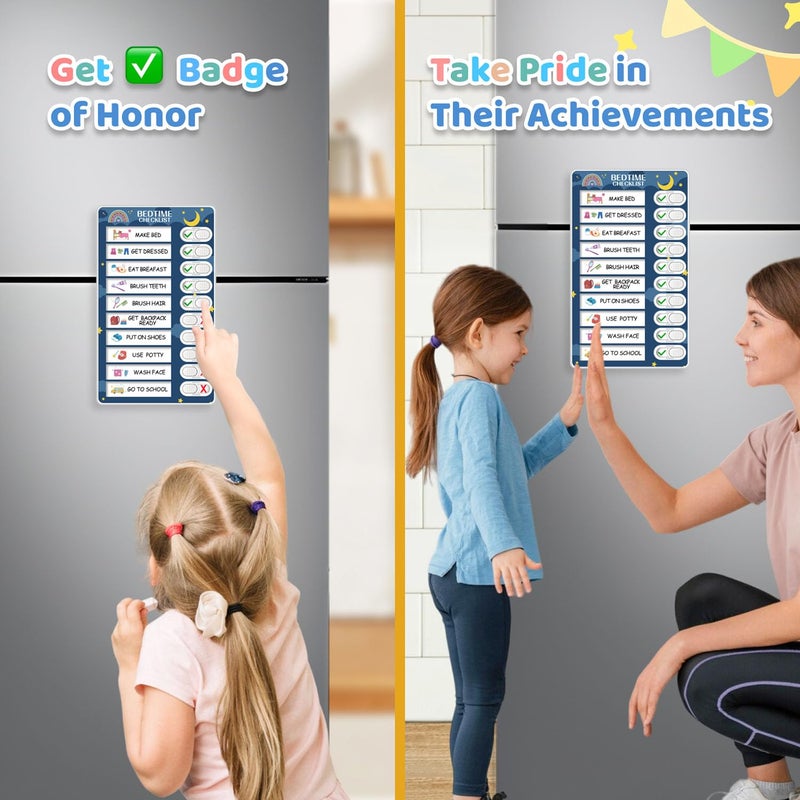 CustomMaster Upgraded Slider 3 in 1 Bedtime/Morning/Daily Routine Chart for Kids, Magnetic Chore Chart for Kids, Visual Schedule for Kids Toddlers Schedule Board for Home - Image 4