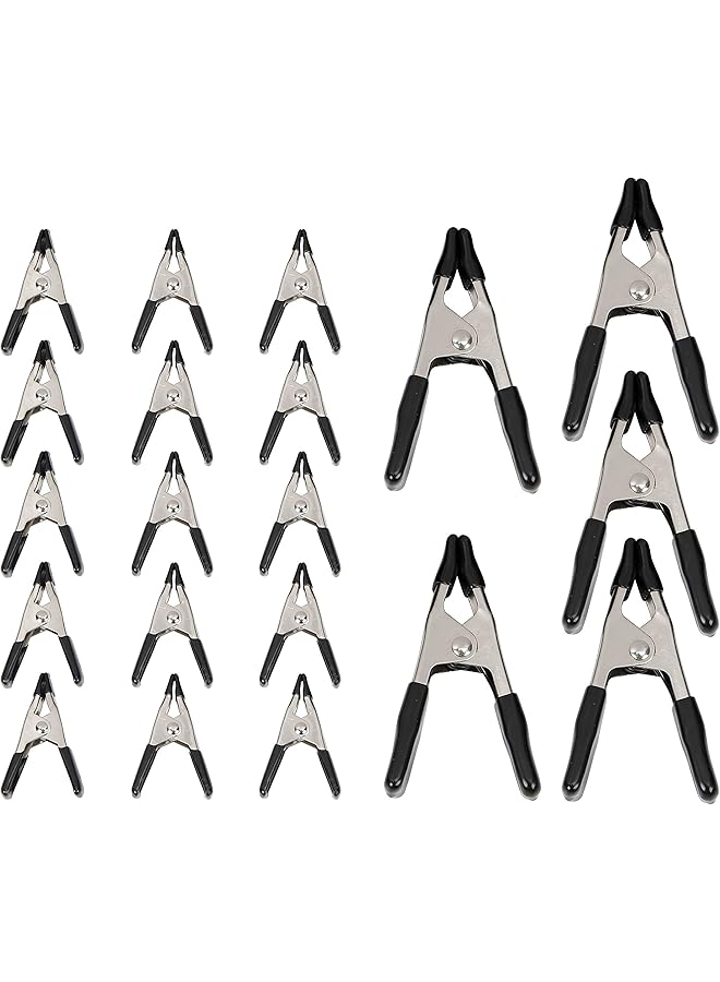 promass 20-Piece Steel Spring Clamp Set - 15 Pieces 3/4-Inch, 5 Pieces 1-Inch - Image 1