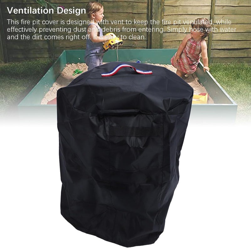 Round Fire Pit Cover for Patio Full Coverage, , Tear with Vent and Handle - Image 4